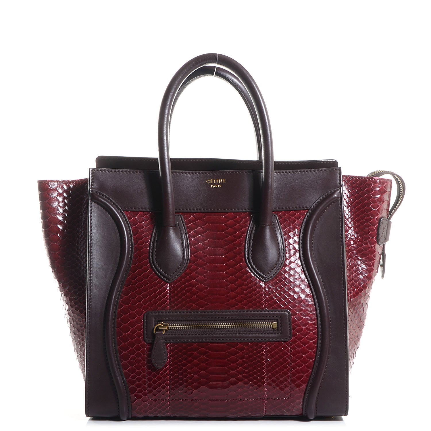 Celine Python Smooth Calfskin Mini Luggage Burgundy 1 of 9