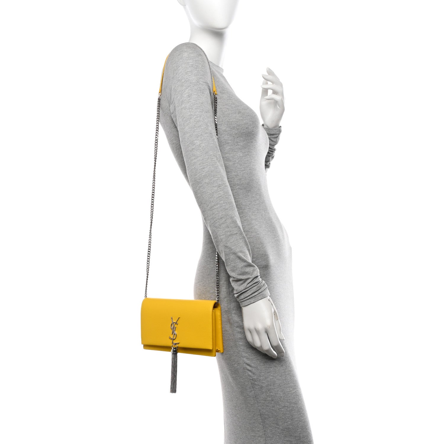 Saint Laurent Grain De Poudre Classic Monogram Kate Tassel Chain Wallet Mimosa 3 of 10