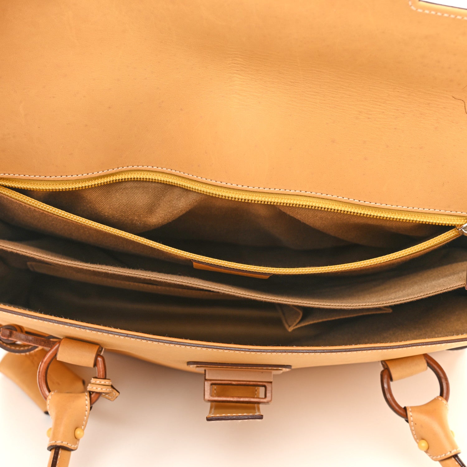 Salvatore Ferragamo Calfskin Double Handle Tote Tan 11 of 14