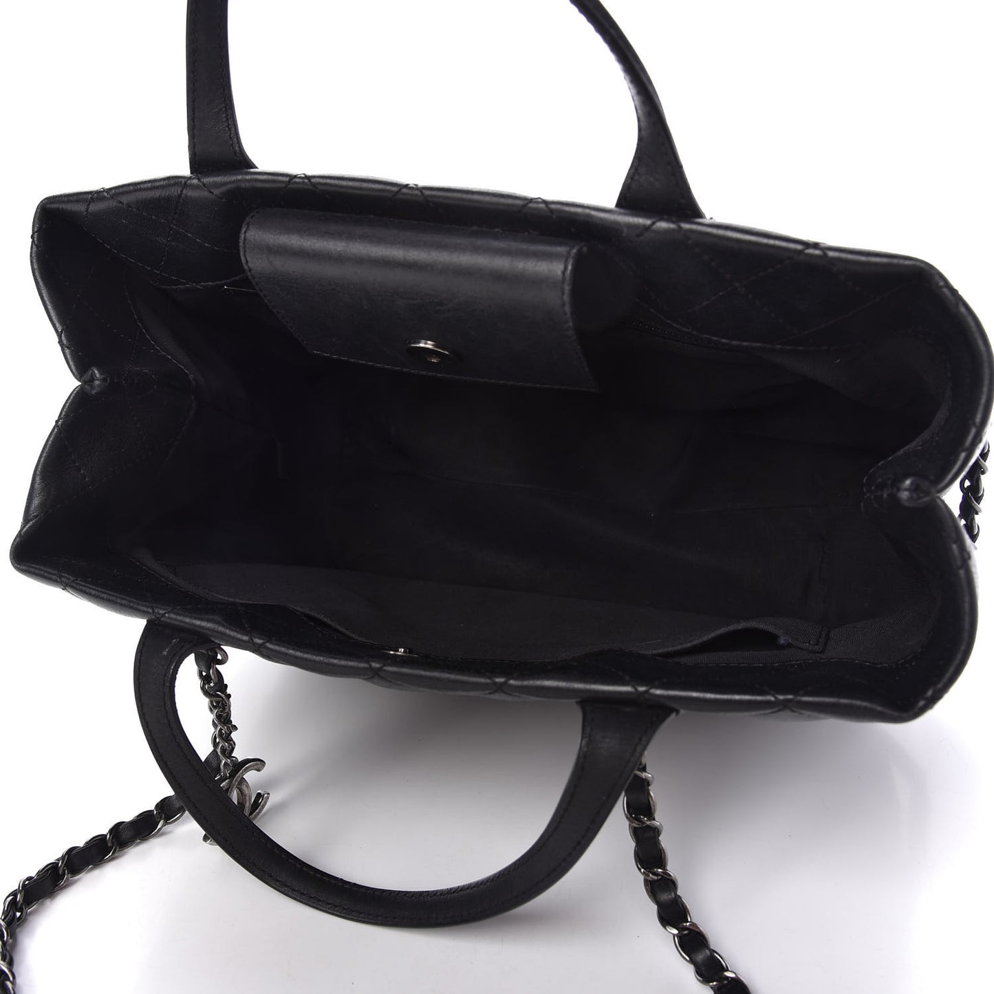 Calfskin Quilted Small Easy Shopping Tote Black