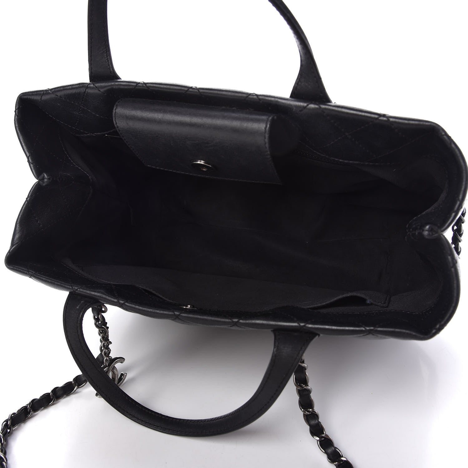 Chanel Calfskin Quilted Small Easy Shopping Tote Black 5 of 12