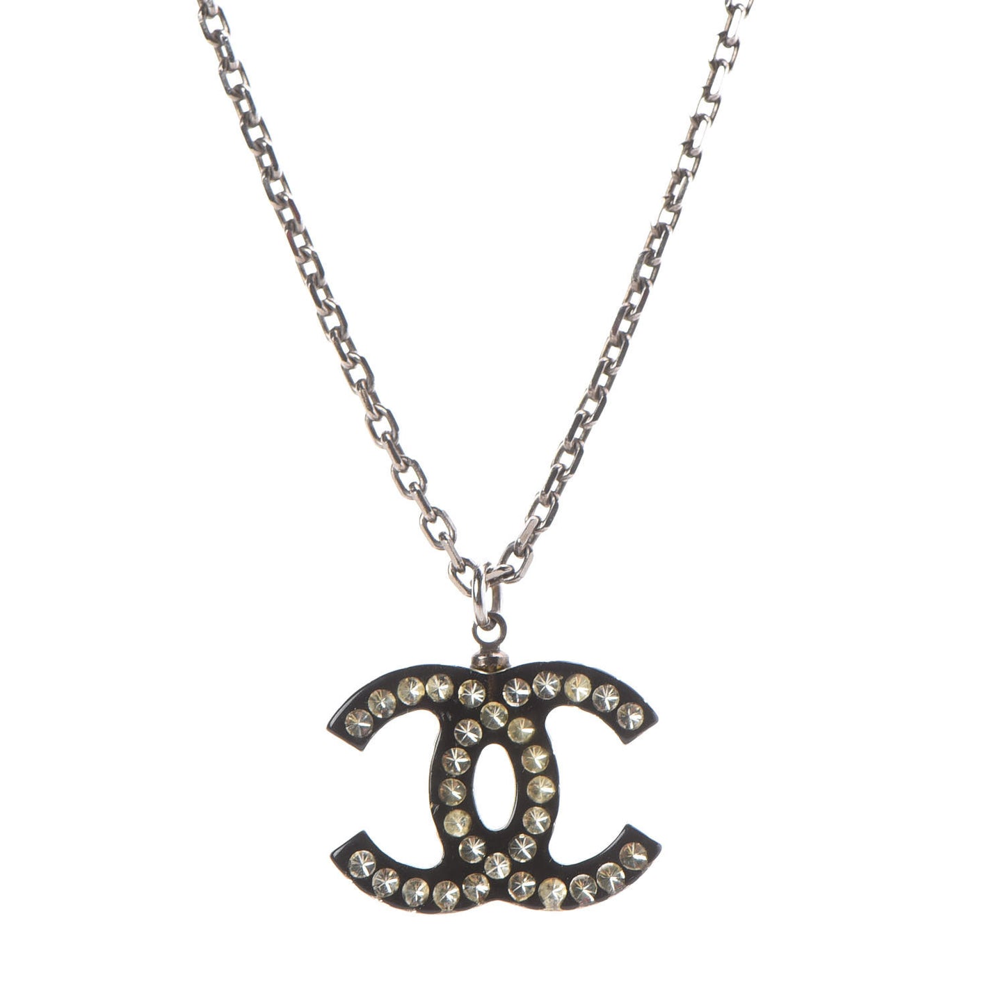 Crystal Resin CC Necklace Silver Black