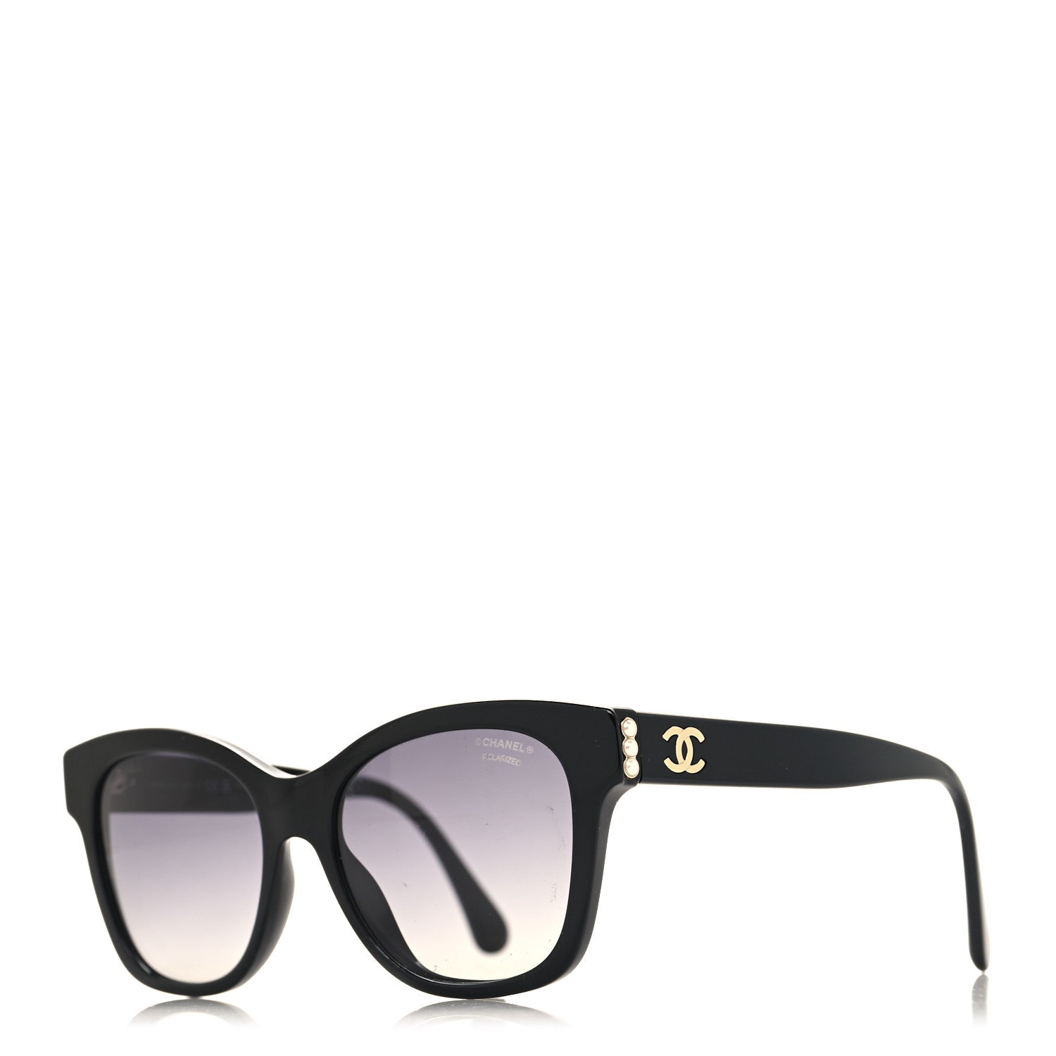 Chanel Acetate Polarized Pearl CC Square Sunglasses 5482-H Black 1 of 8