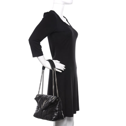 Saint Laurent Lambskin Quilted Small Loulou Puffer Monogram Chain Satchel Black 2 of 9