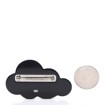 Chanel Glittered Resin Crystal Pearl CC Cloud Brooch Black Silver 2 of 4