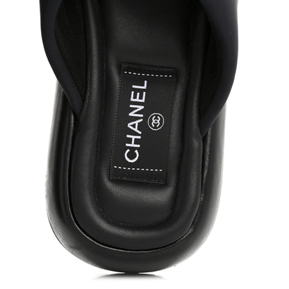 Chanel Fabric CC Mules Sandals 37 Black 8 of 10