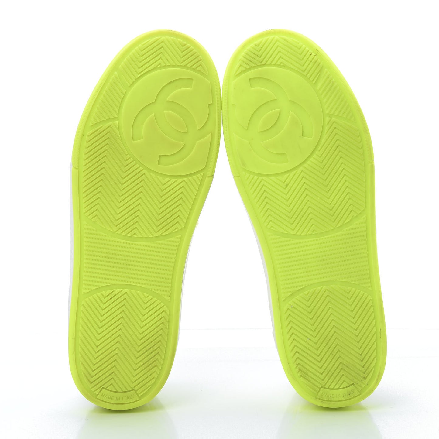 Calfskin Womens Logo Sneakers 38.5 White Yellow