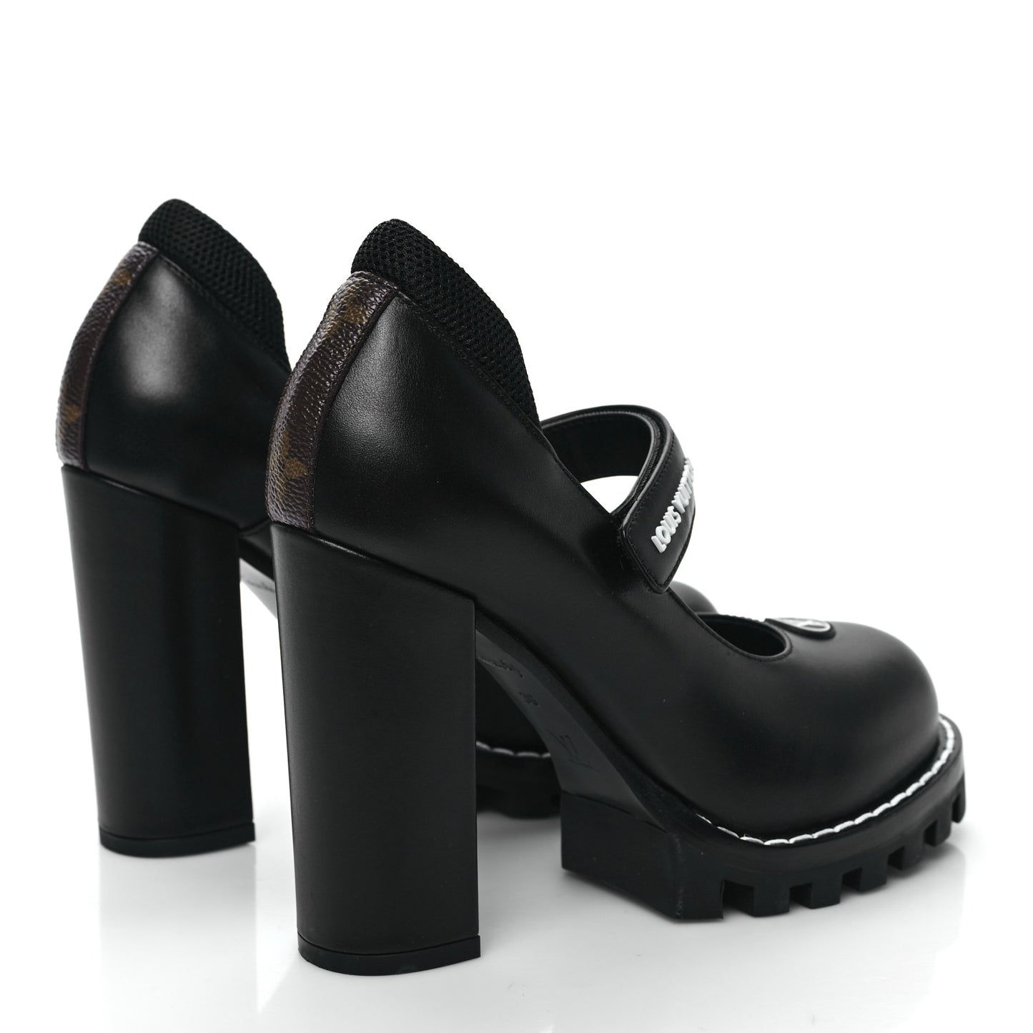 Calfskin Star Trail Ankle Pumps 36 Black