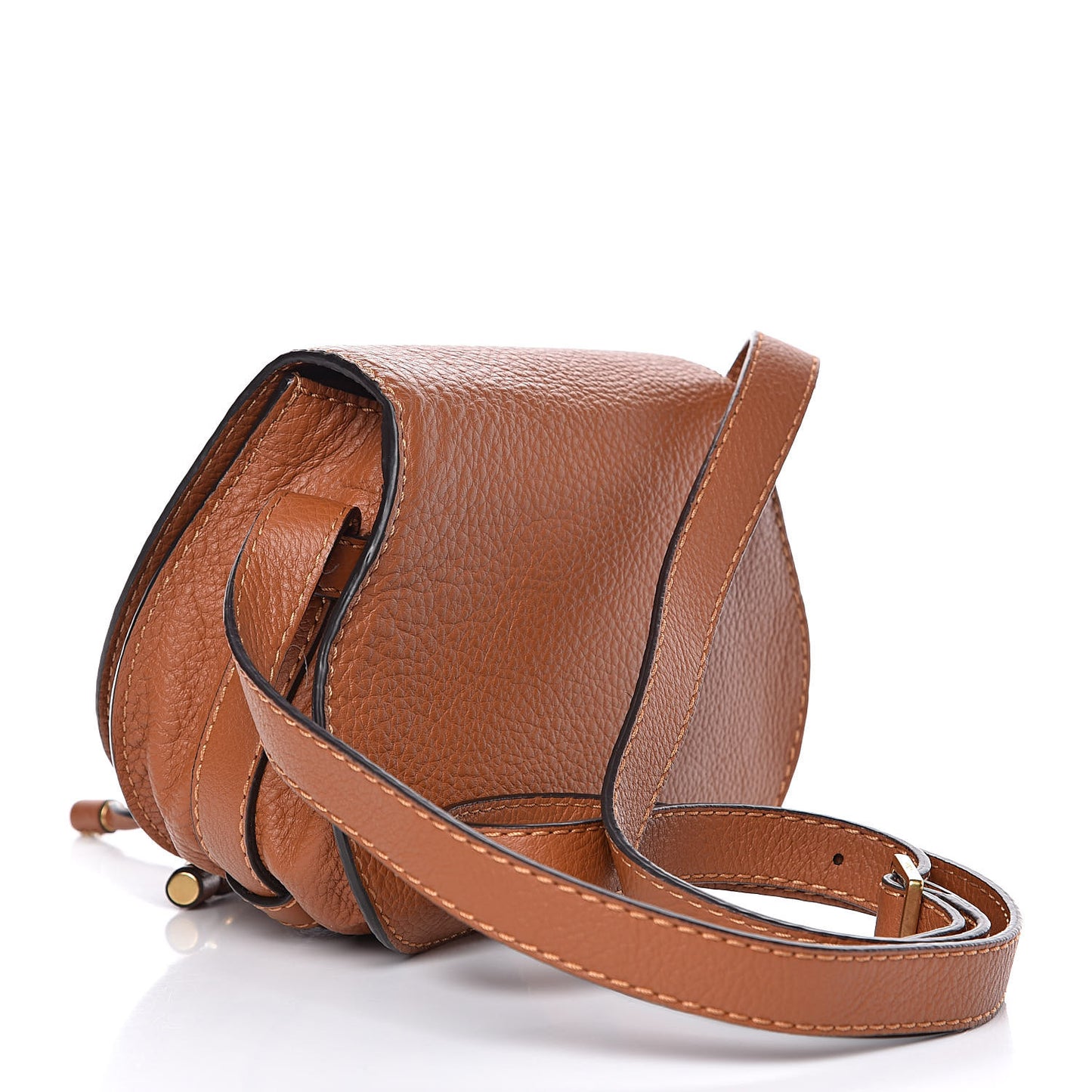 Calfskin Mini Marcie Round Crossbody Bag Tan