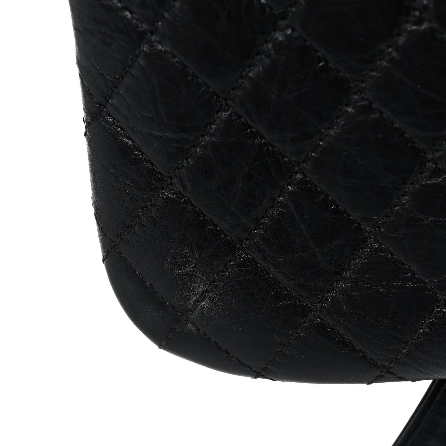 Aged Calfskin Quilted Crossbody Bag Black