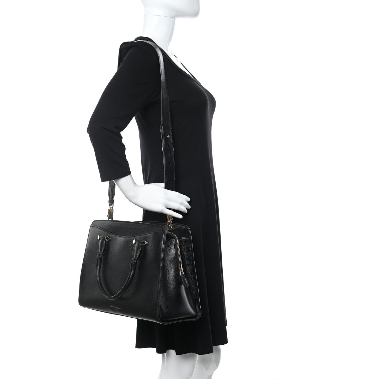Hammered Calfskin Today Satchel Black