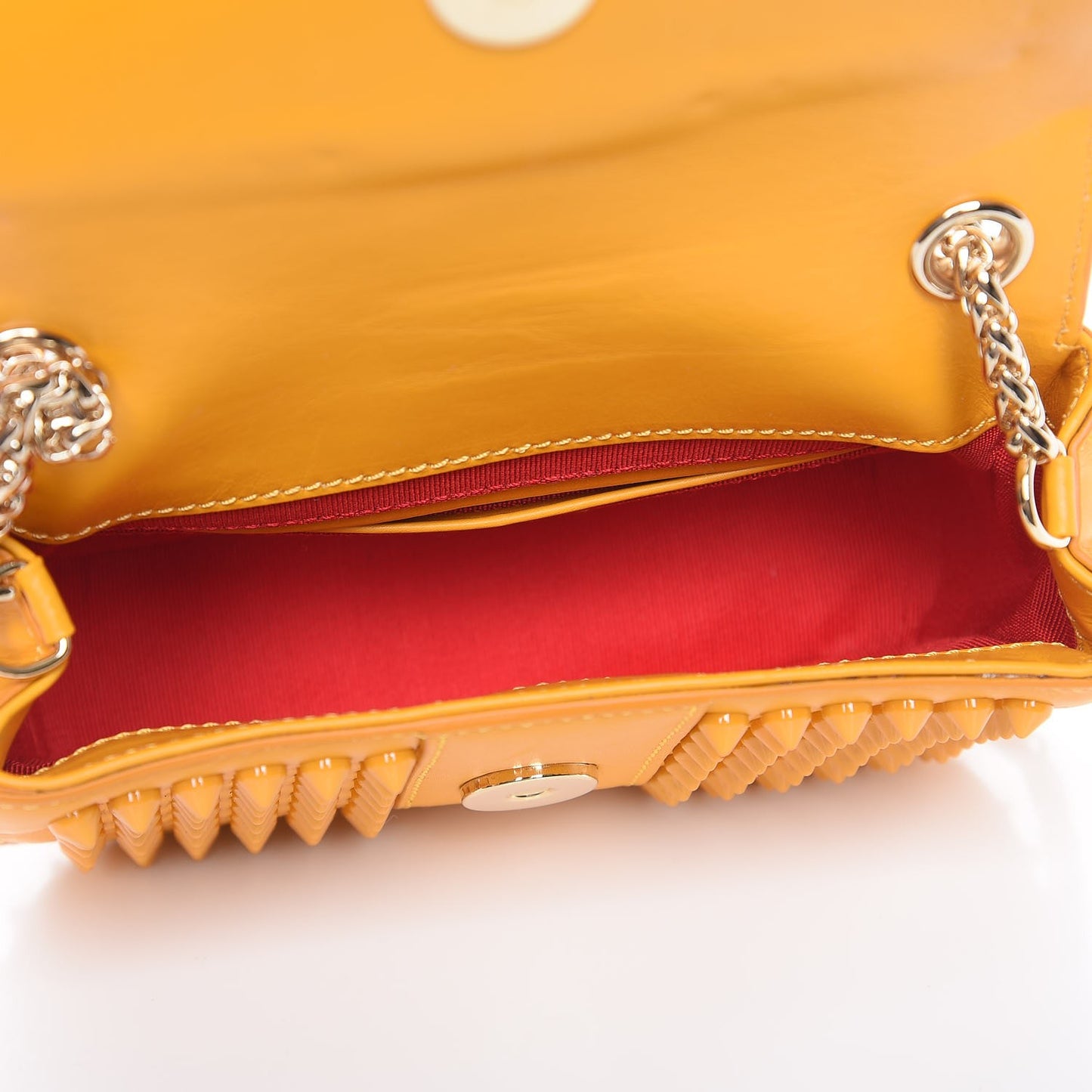 Calfskin Spiked Sweety Charity Crossbody Bag Yellow