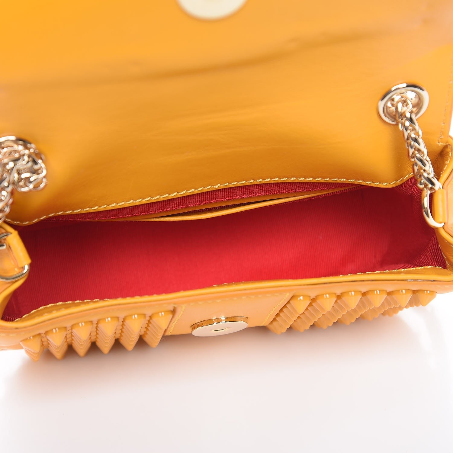 Christian Louboutin Calfskin Spiked Sweety Charity Crossbody Bag Yellow 5 of 8