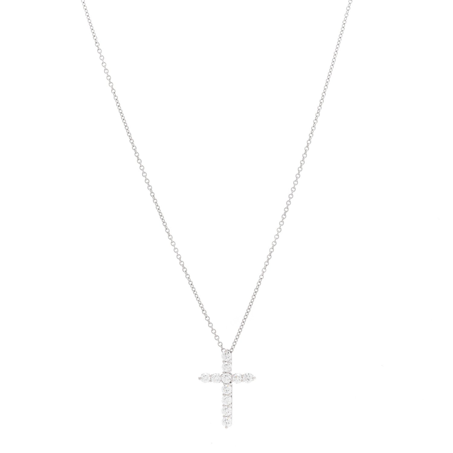 Tiffany Platinum Diamond Small Cross Pendant Necklace 1 of 3