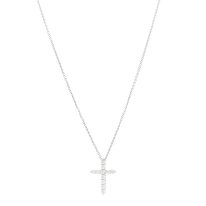 Tiffany Platinum Diamond Small Cross Pendant Necklace 1 of 3