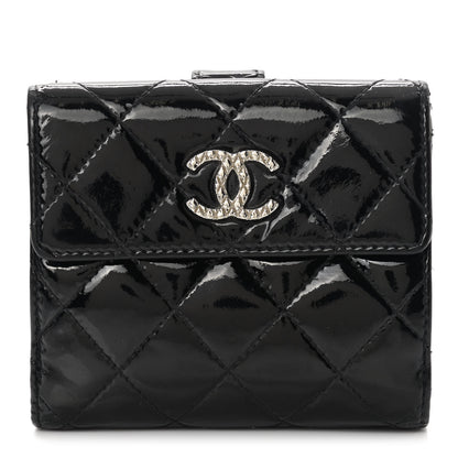 Chanel Patent Quilted Brilliant French Flap Wallet Black 1 of 14