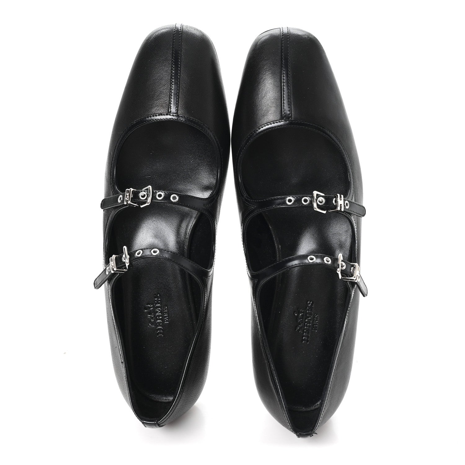 Hermes Nappa Toscan Calfskin Lilia Ballet Flats 38 Black 2 of 10