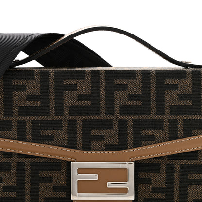 Fendi Recycled Fabric Jacquard Vitello King FF 1974 Baguette Soft Trunk Tobacco Moro Sand 8 of 12