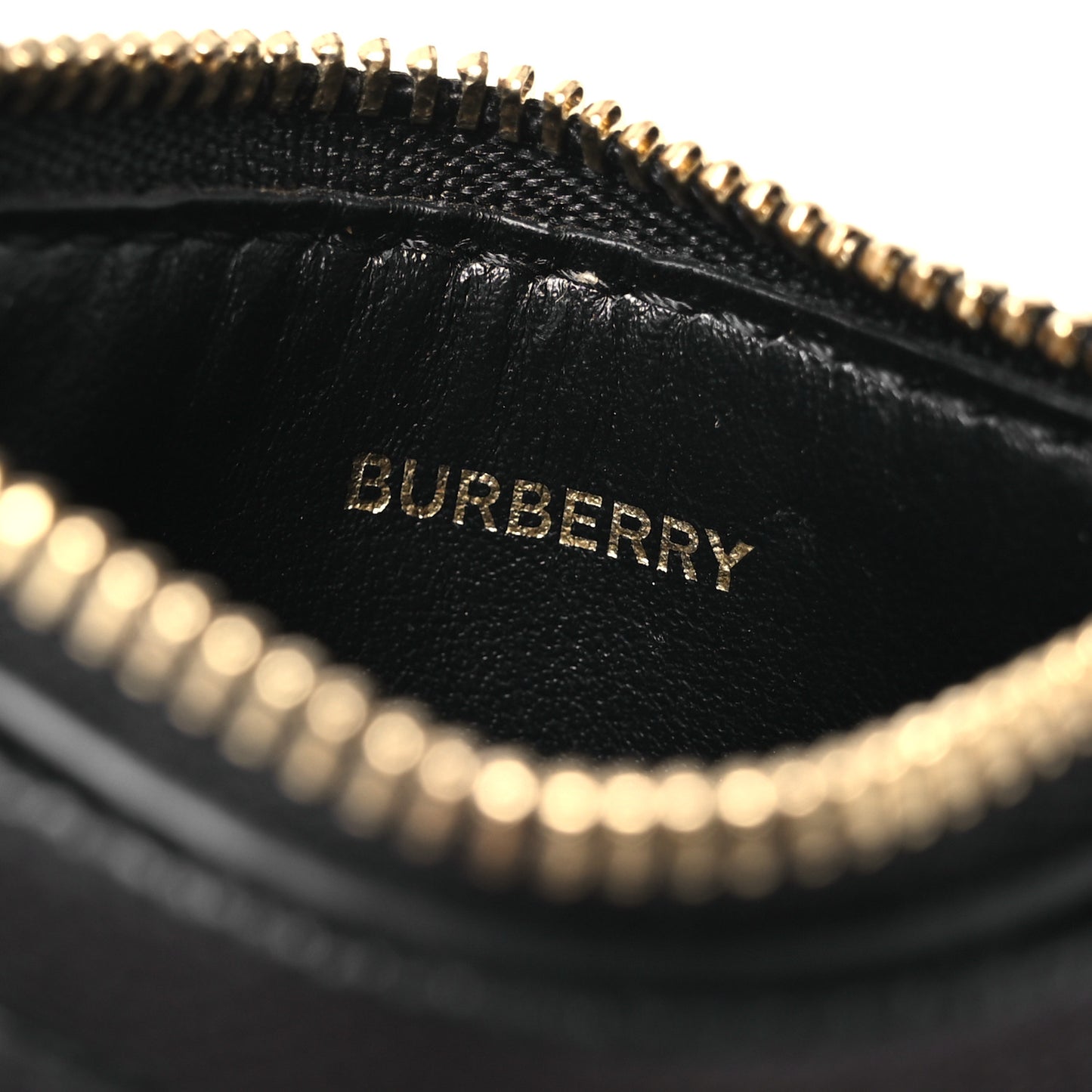 Grainy Calfskin Zip TB Card Case Black