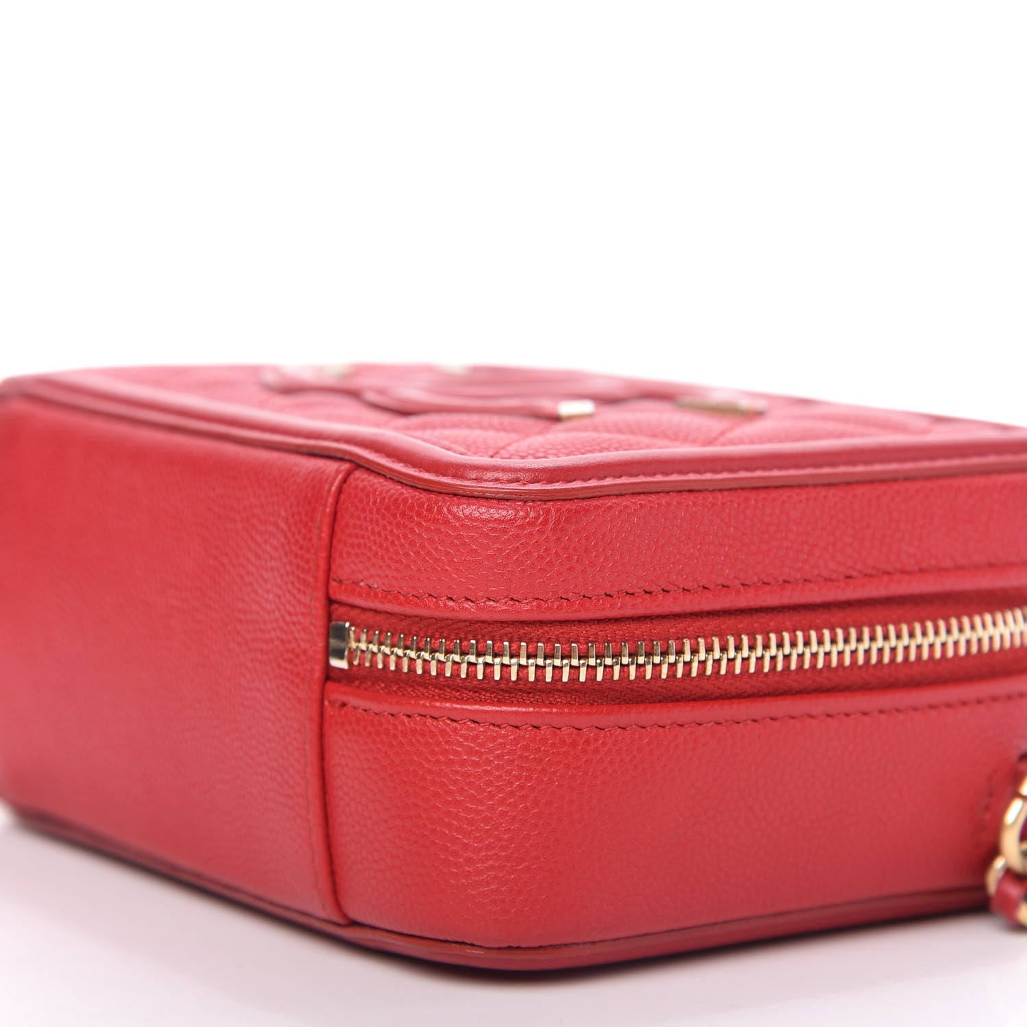 Chanel Caviar Quilted Filigree Vanity Clutch With Chain Red 7 of 10