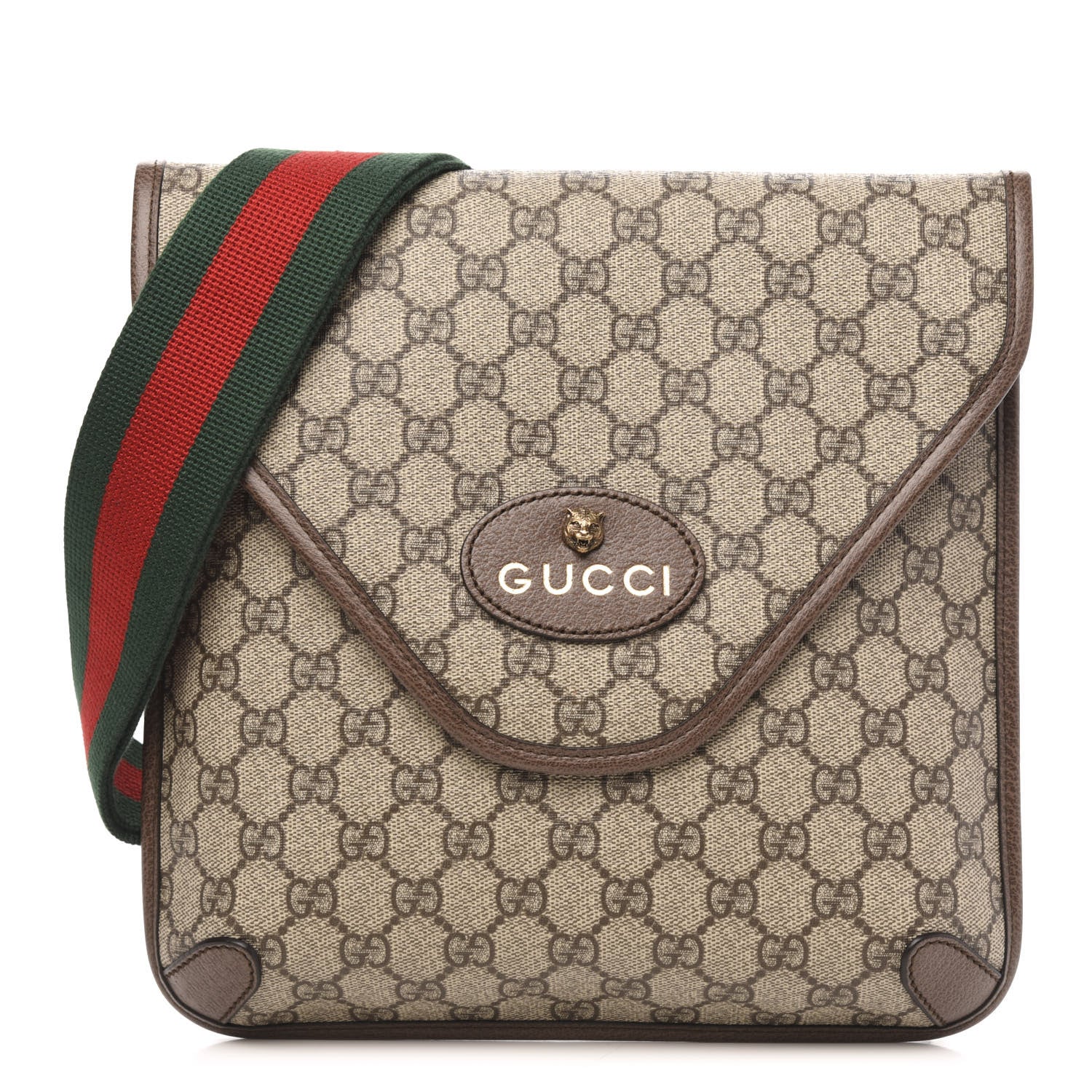 Gucci GG Supreme Monogram Web Medium Neo Vintage Flap Messenger Bag Beige New Acero 1 of 10