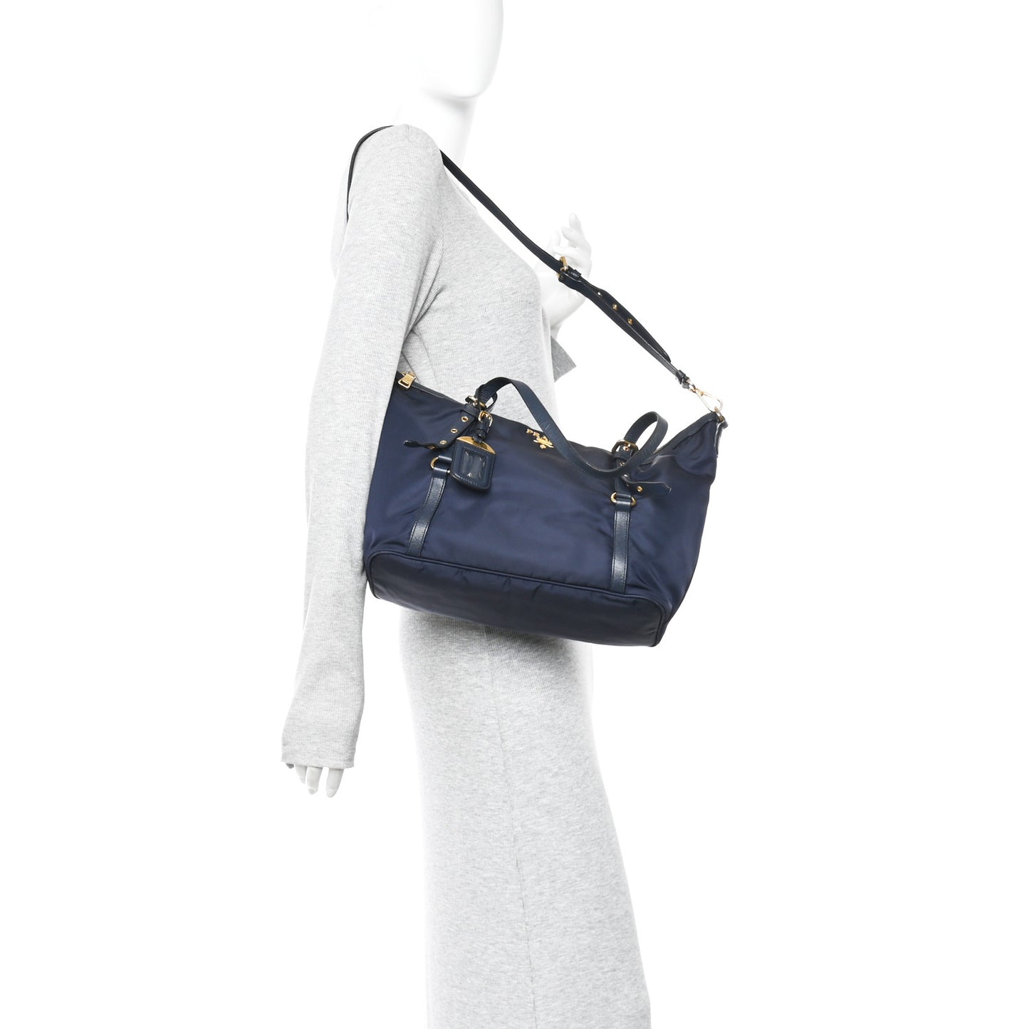 Saffiano Tessuto Nylon Shopping Tote Royal Blue