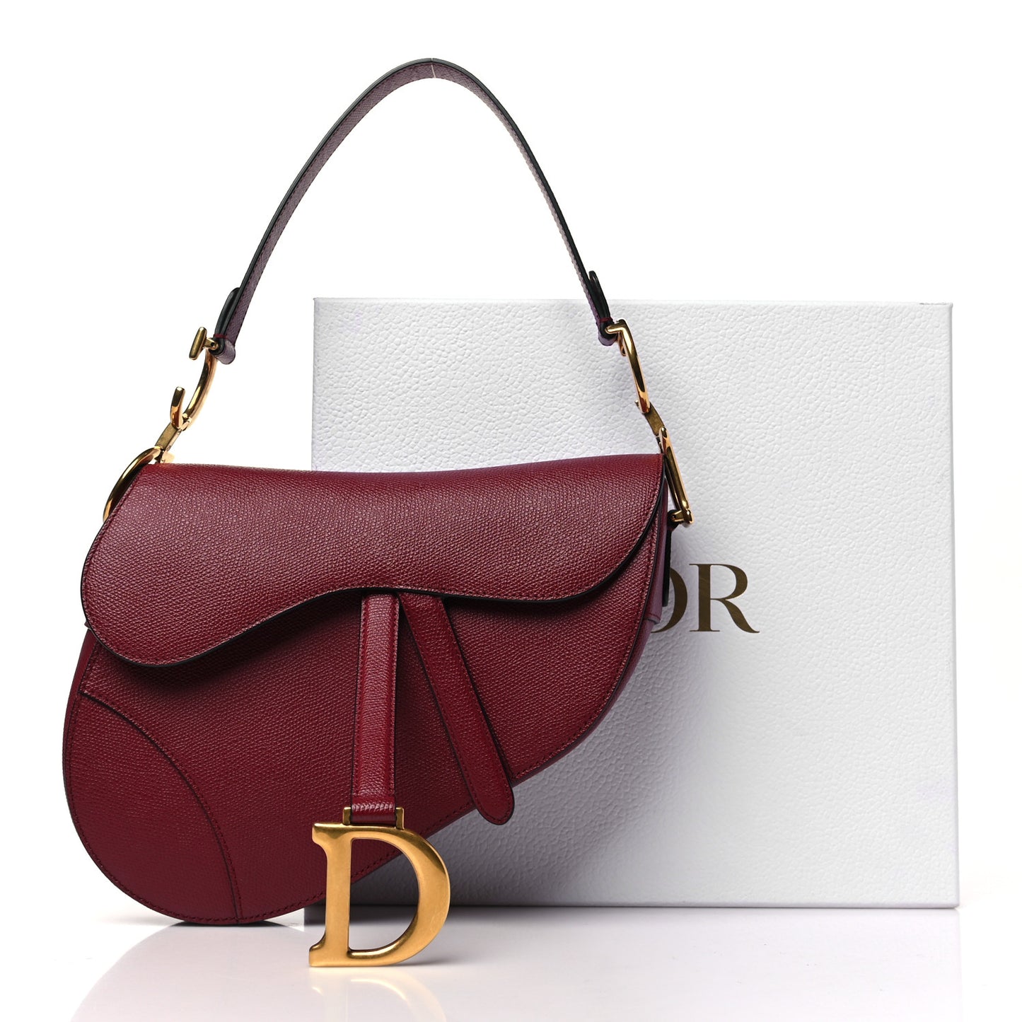 Grained Calfskin Saddle Bag Red