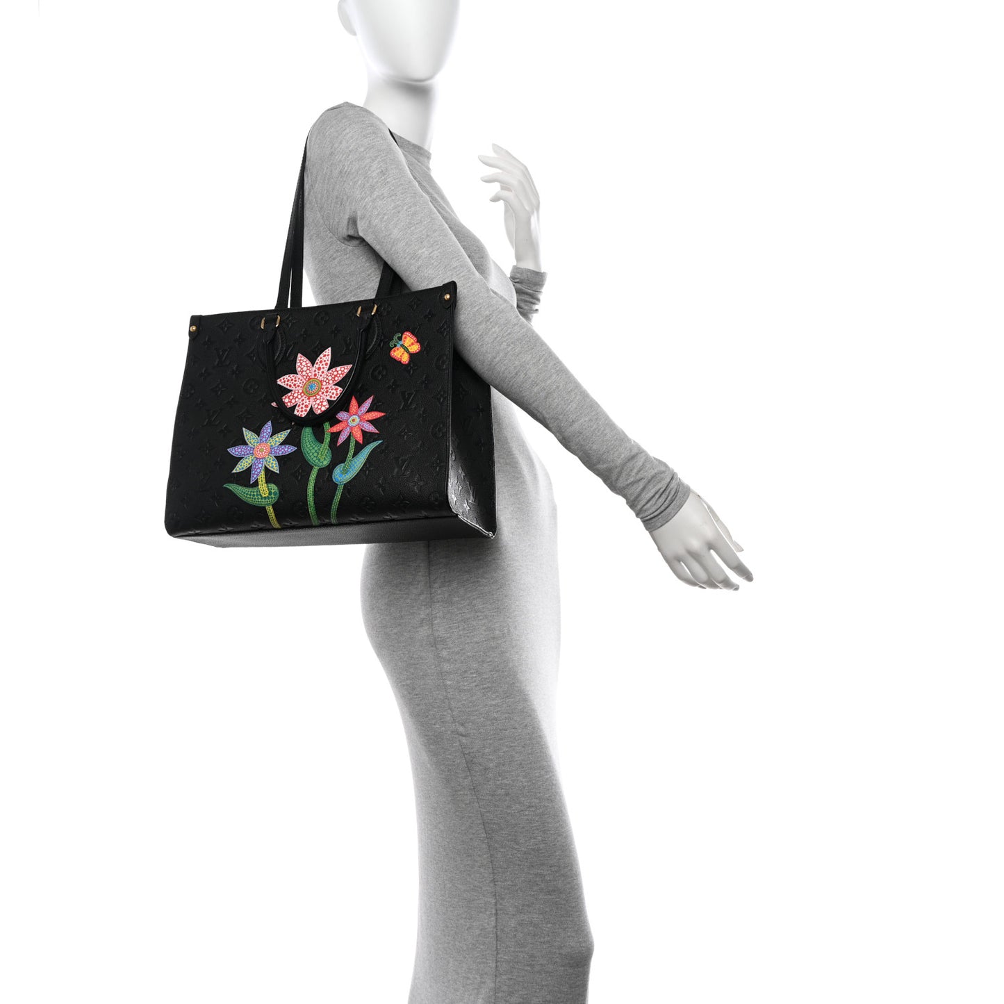 LV X YK Empreinte Inlaid Kusama Flowers Onthego MM Black