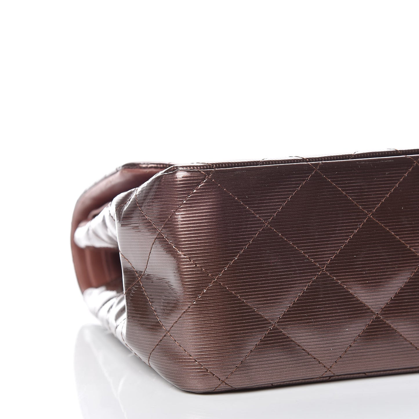 Striated Patent Quilted Jumbo Double Flap Dark Pink