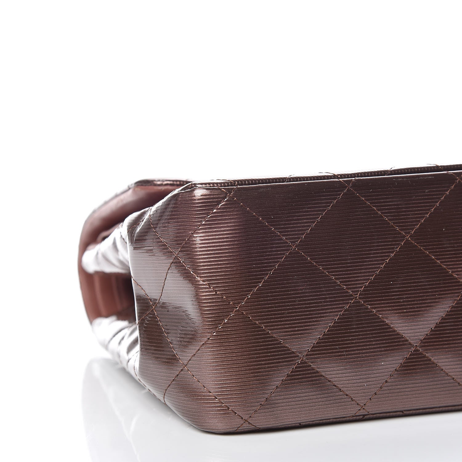 Chanel Striated Patent Quilted Jumbo Double Flap Dark Pink 8 of 14