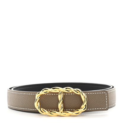 Hermes Swift Epsom 24mm Maillon Torsade Belt 80 Etoupe Black 1 of 6