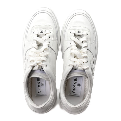 Chanel Calfskin Womens CC Sneakers 37.5 White 2 of 9