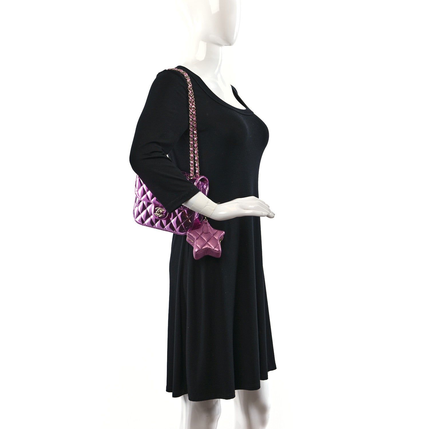 Chanel Mirror Calfskin Metallic Calfskin Quilted Hollywood Boulevard Flap With Coin Purse Light Purple 2 of 11