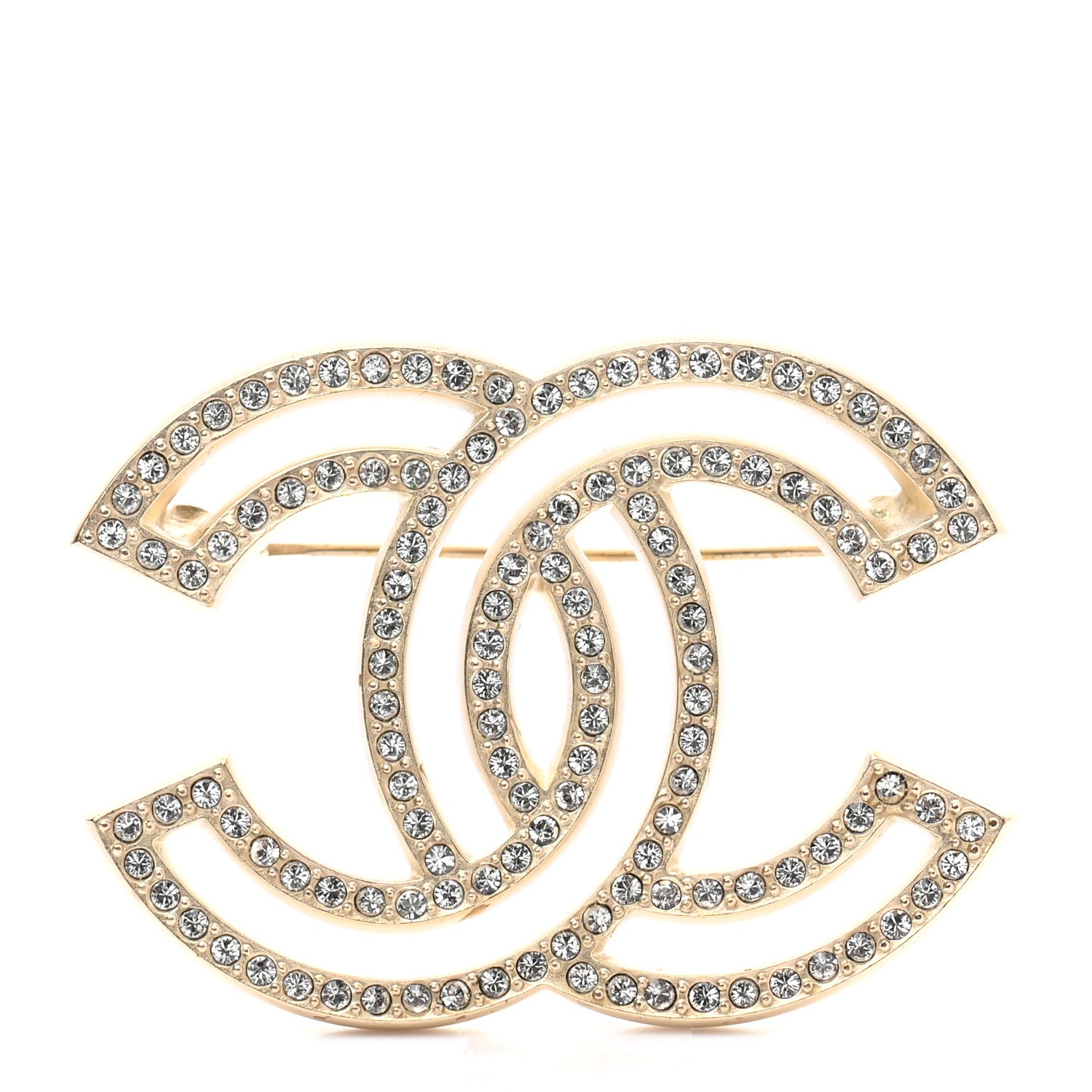 Chanel Crystal CC Brooch Light Gold 1 of 6