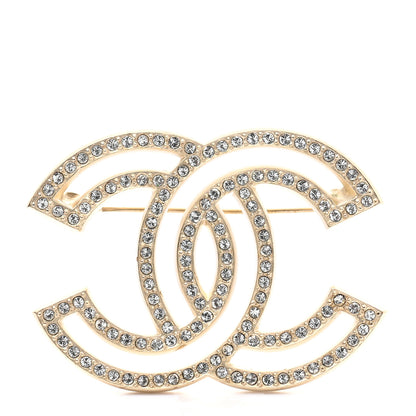 Chanel Crystal CC Brooch Light Gold 1 of 6
