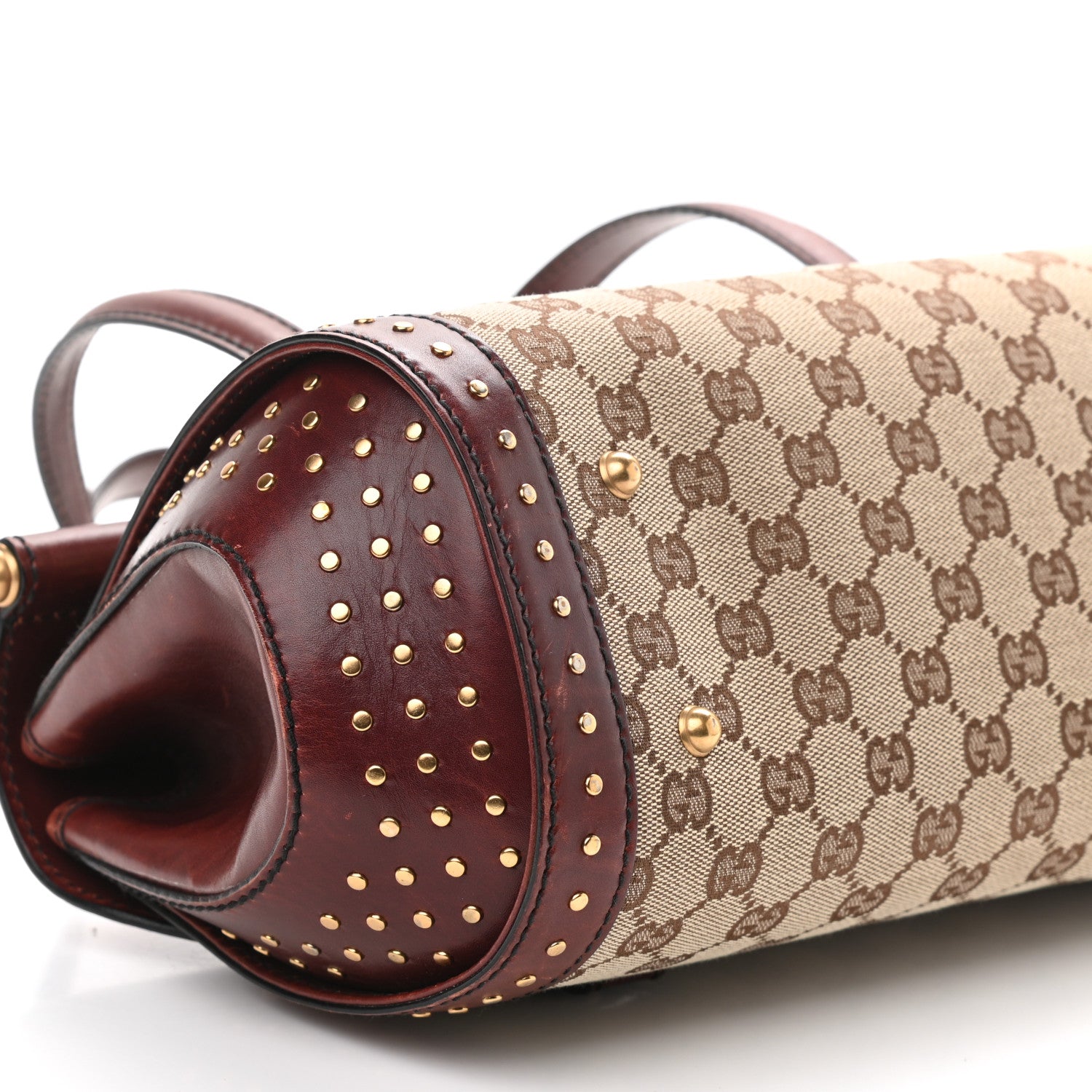Gucci Monogram Bamboo Bullet Satchel Burgundy 7 of 9