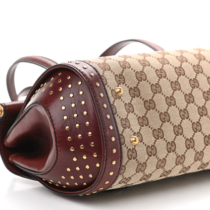 Gucci Monogram Bamboo Bullet Satchel Burgundy 7 of 9