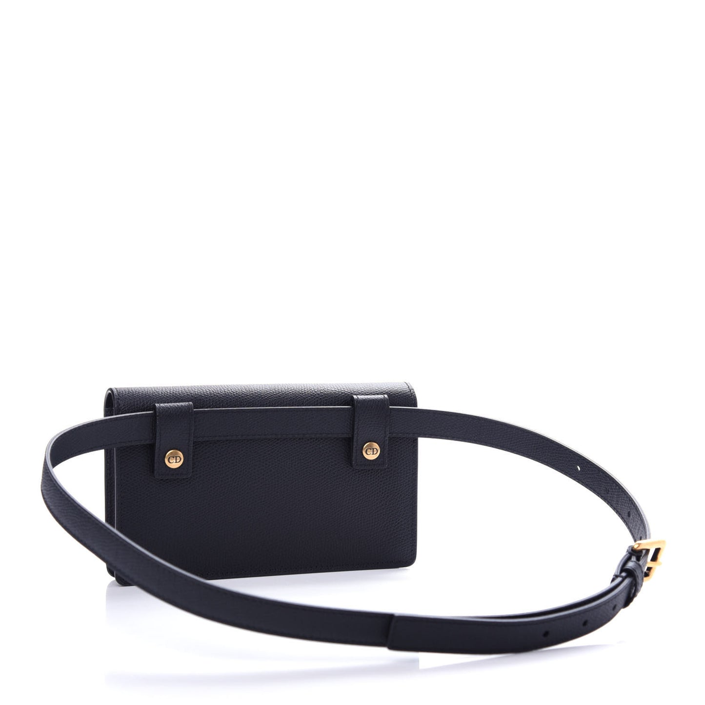 Grained Calfskin Saddle Belt Bag Black