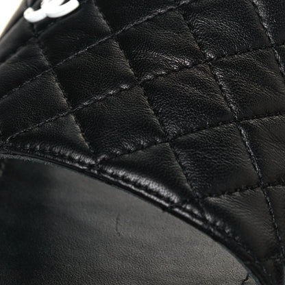 Chanel Lambskin Quilted CC Espadrille Slip On Sandals 38 Black 9 of 10