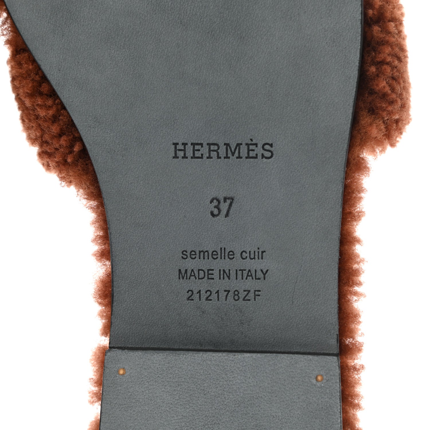 Hermes Woolskin Oran Sandals 37 Cognac 7 of 8