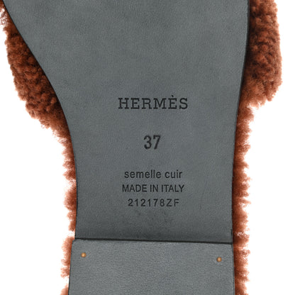 Hermes Woolskin Oran Sandals 37 Cognac 7 of 8