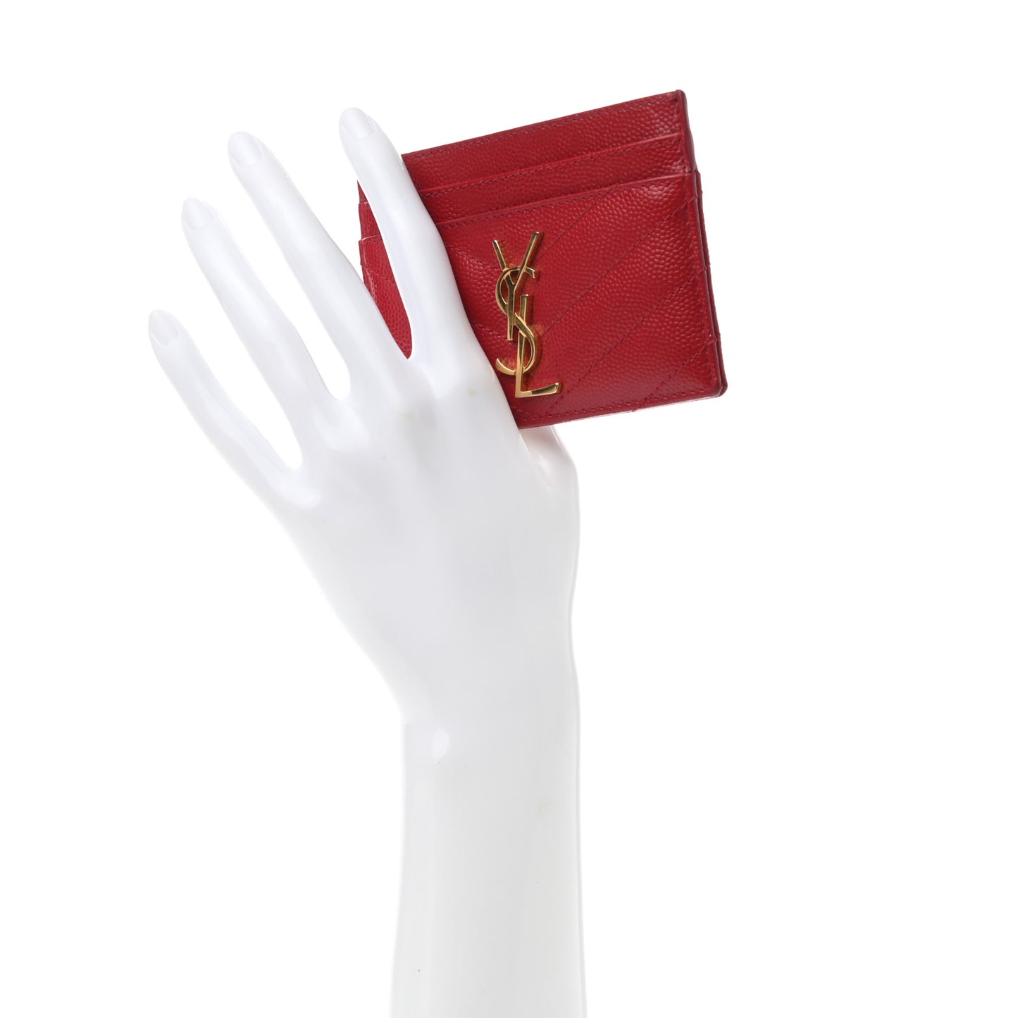 Grain De Poudre Matelasse Chevron Monogram Credit Card Case New Red