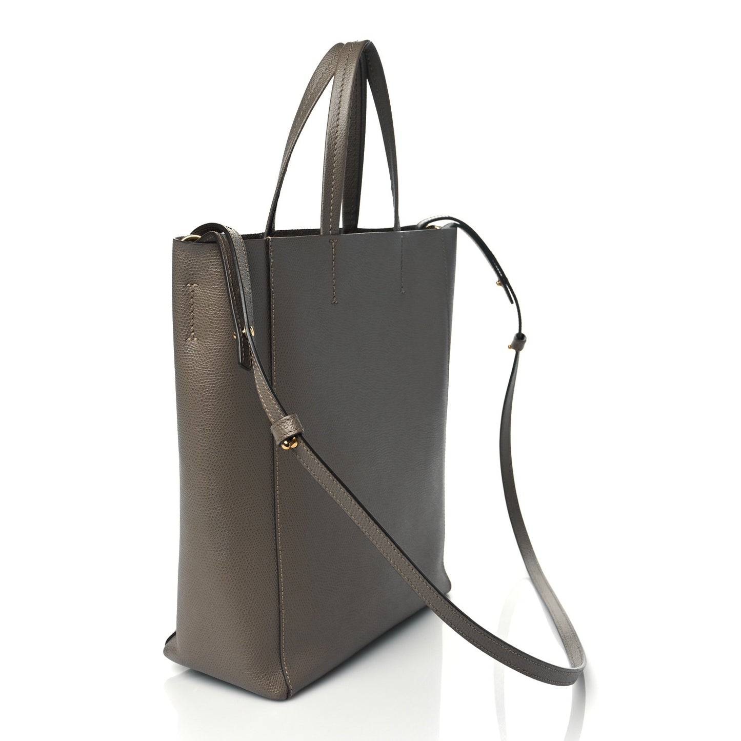 Grained Calfskin Small Vertical Cabas Taupe