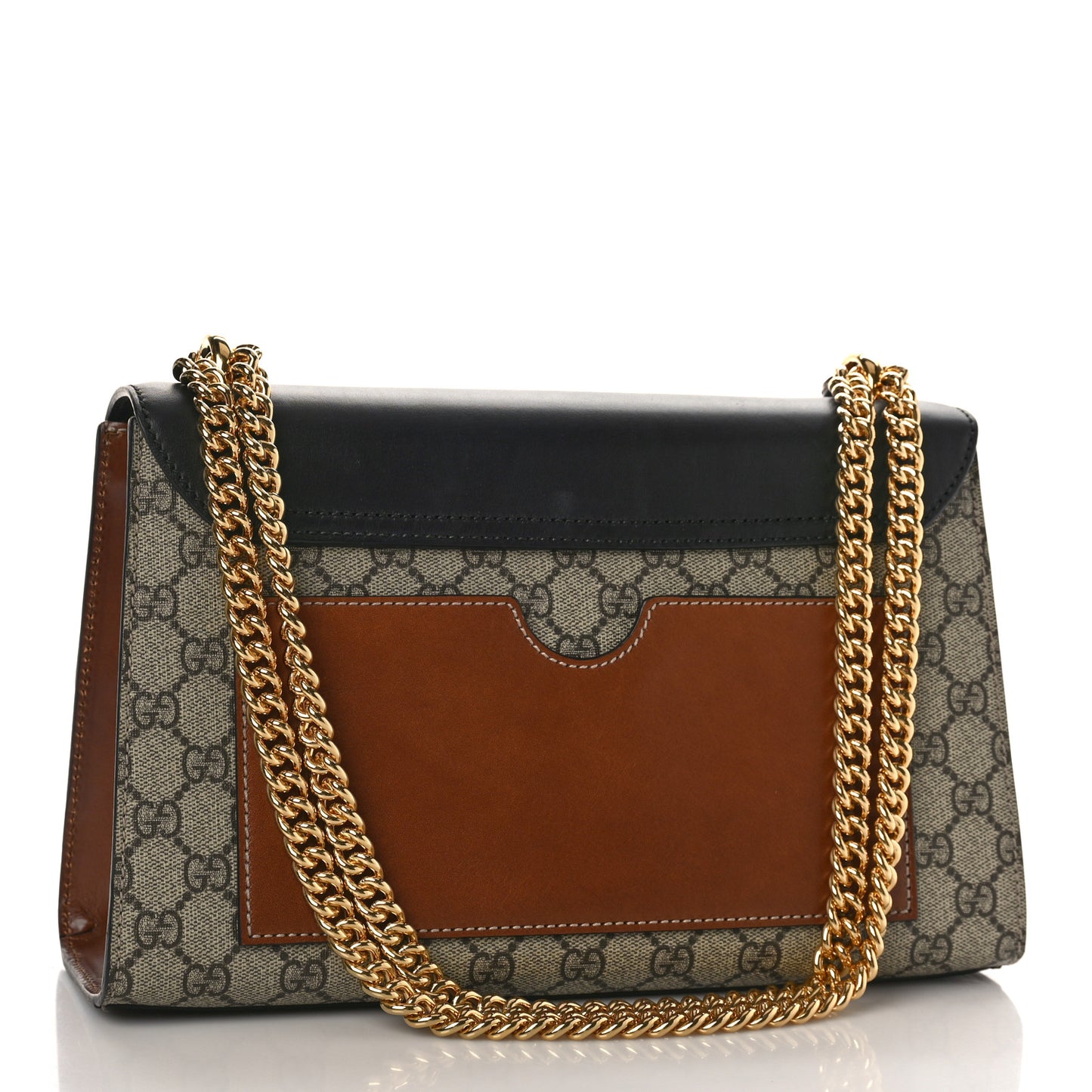 GG Supreme Monogram Calfskin Medium Padlock Shoulder Bag Beige Black Cuir
