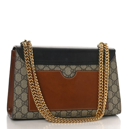 Gucci GG Supreme Monogram Calfskin Medium Padlock Shoulder Bag Beige Black Cuir 3 of 9