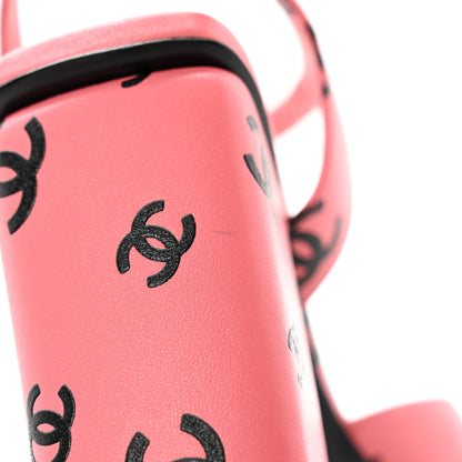 Chanel Lambskin Printed CC Sandals 39 Pink Black 12 of 13