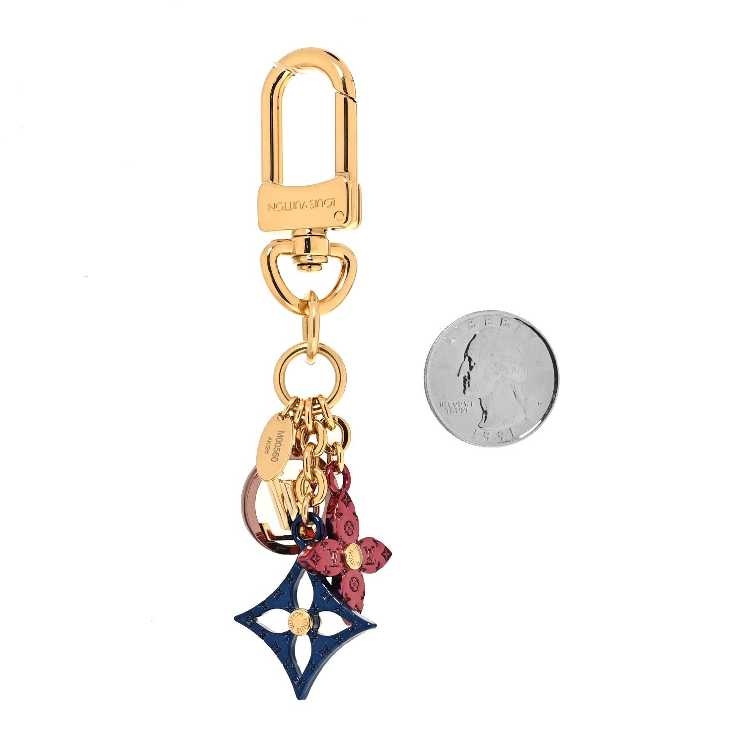 Louis Vuitton Monogram Flowers Bag Charm Key Holder Blue Pink 2 of 4