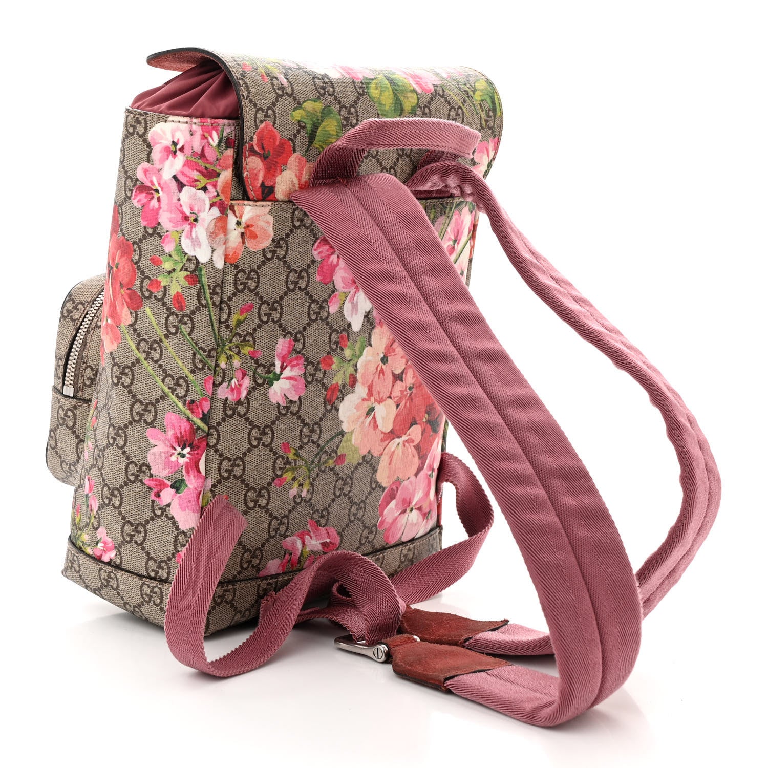Gucci GG Supreme Monogram Blooms Small Single Buckle Backpack Beige Multicolor Dry Rose 3 of 13
