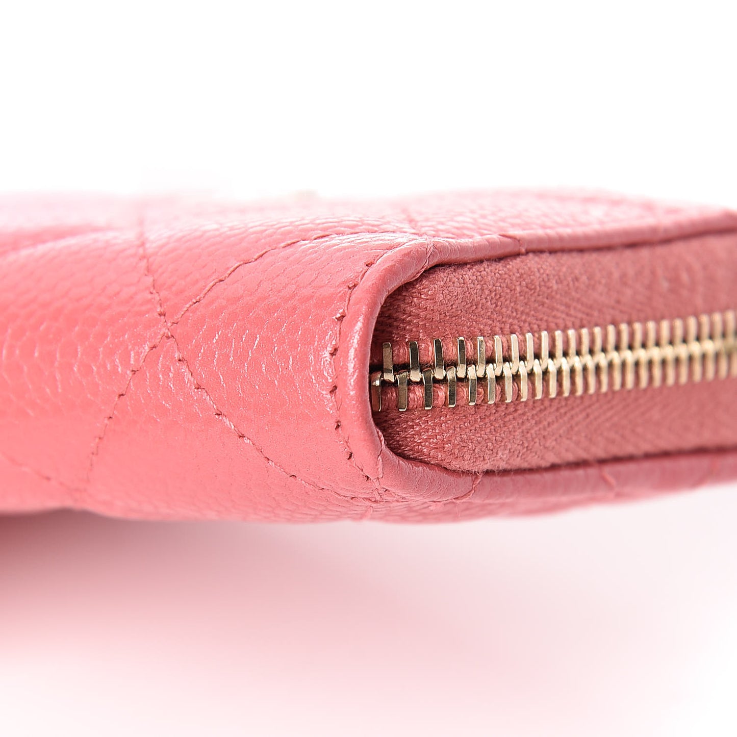 Metallic Caviar Quilted Zip Coin Purse Pink