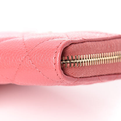 Chanel Metallic Caviar Quilted Zip Coin Purse Pink 8 of 10